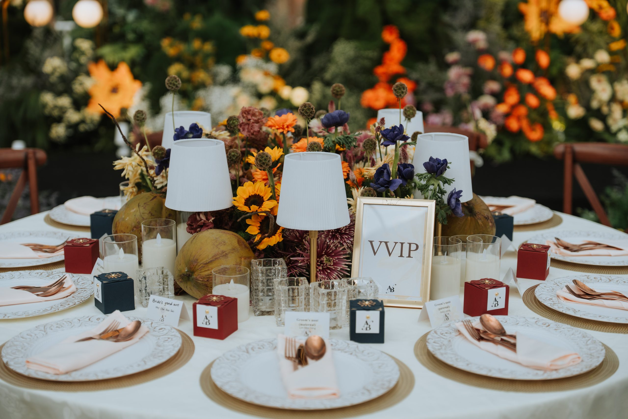 table and centrepieces